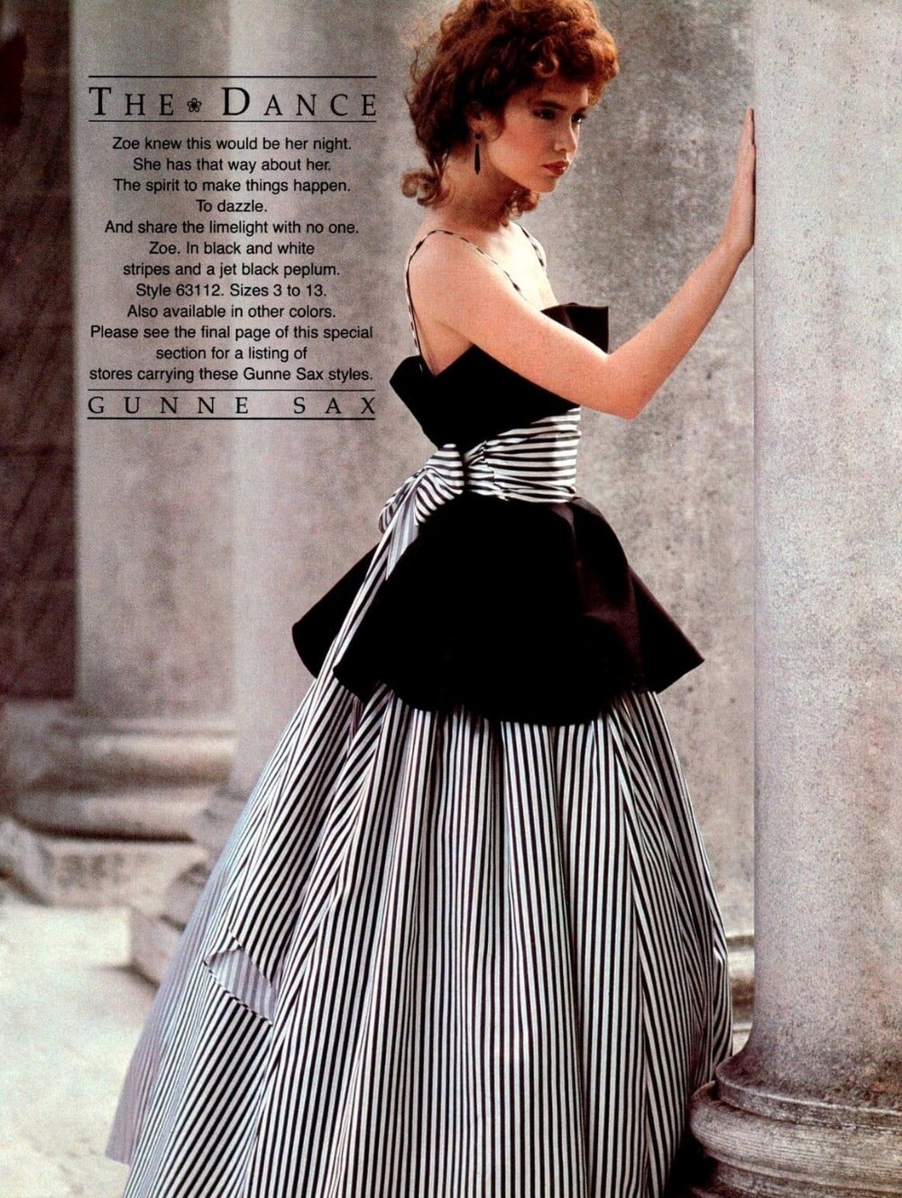 Vintage 80s Gunne Sax black and white striped formal prom dress women's emo